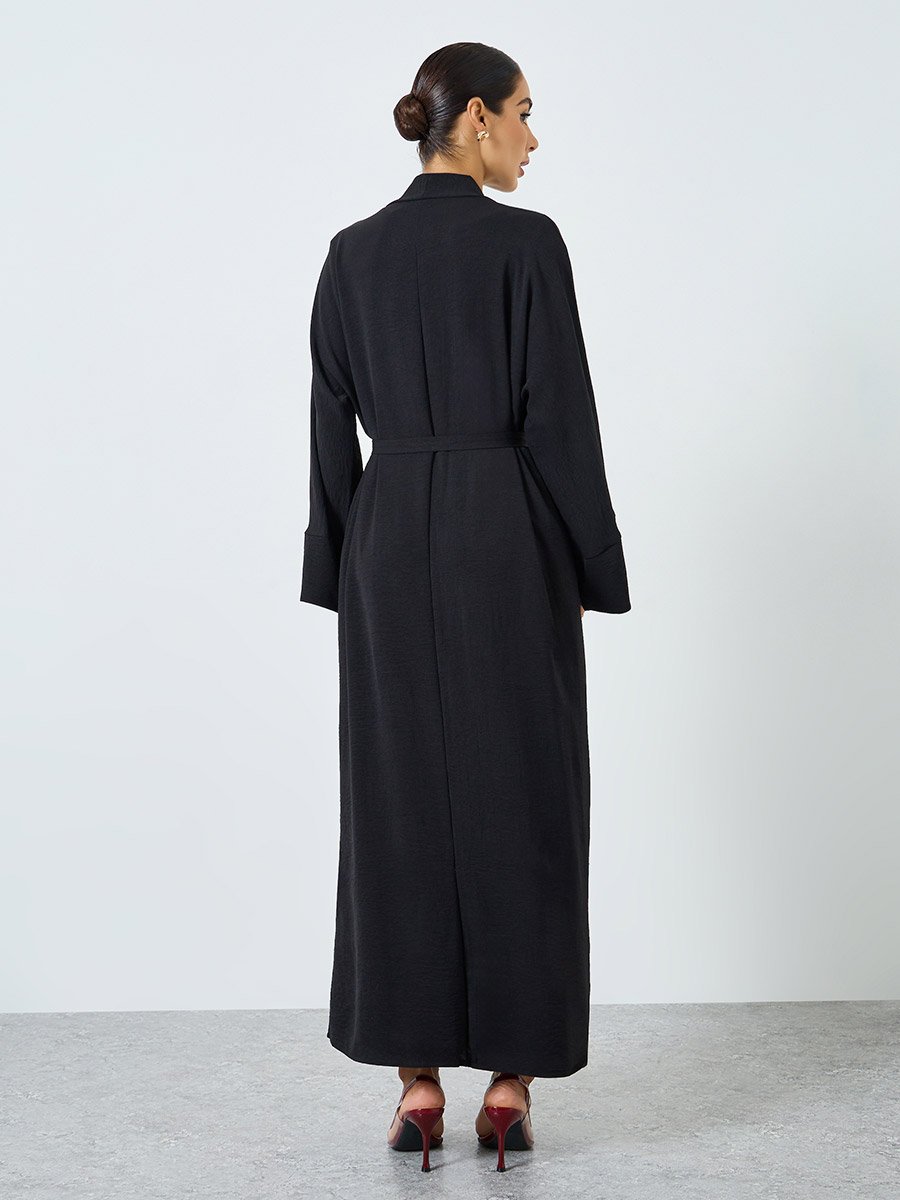 Women Solid Long Sleeve Abaya and Dress Modest Set