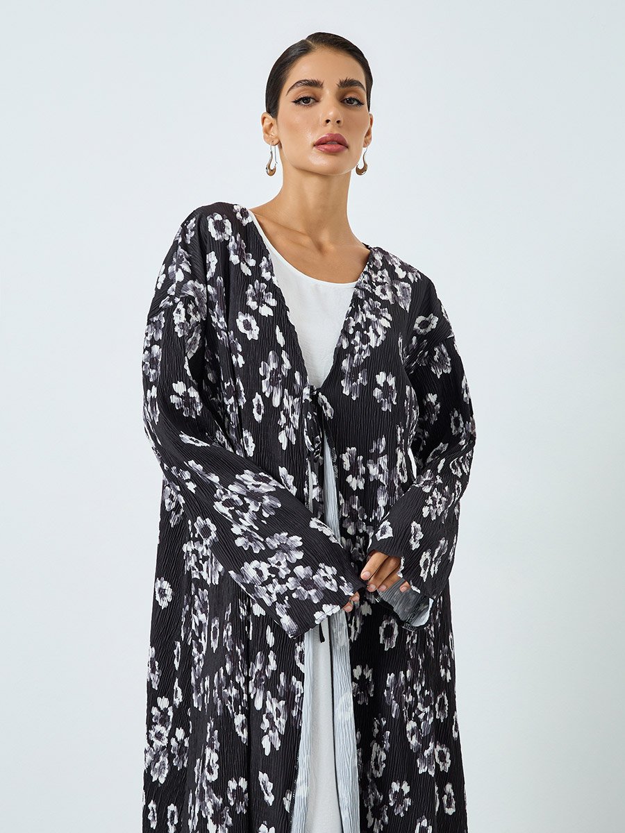 Women Floral Printed Long Sleeve Abaya