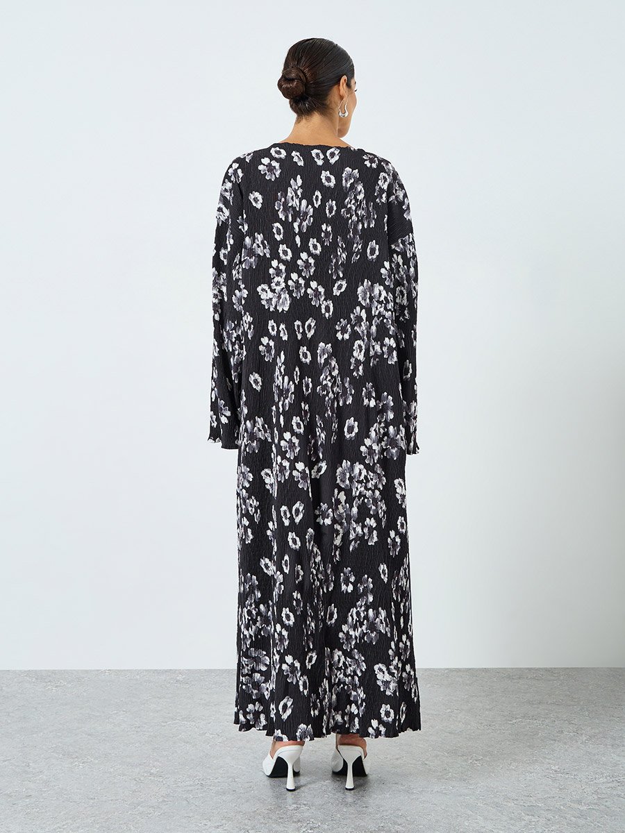 Women Floral Printed Long Sleeve Abaya