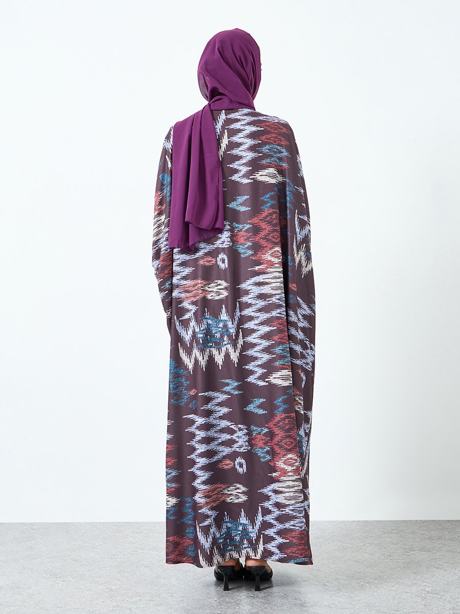 Women Graphic Printed Long Sleeve Abaya with Hijab