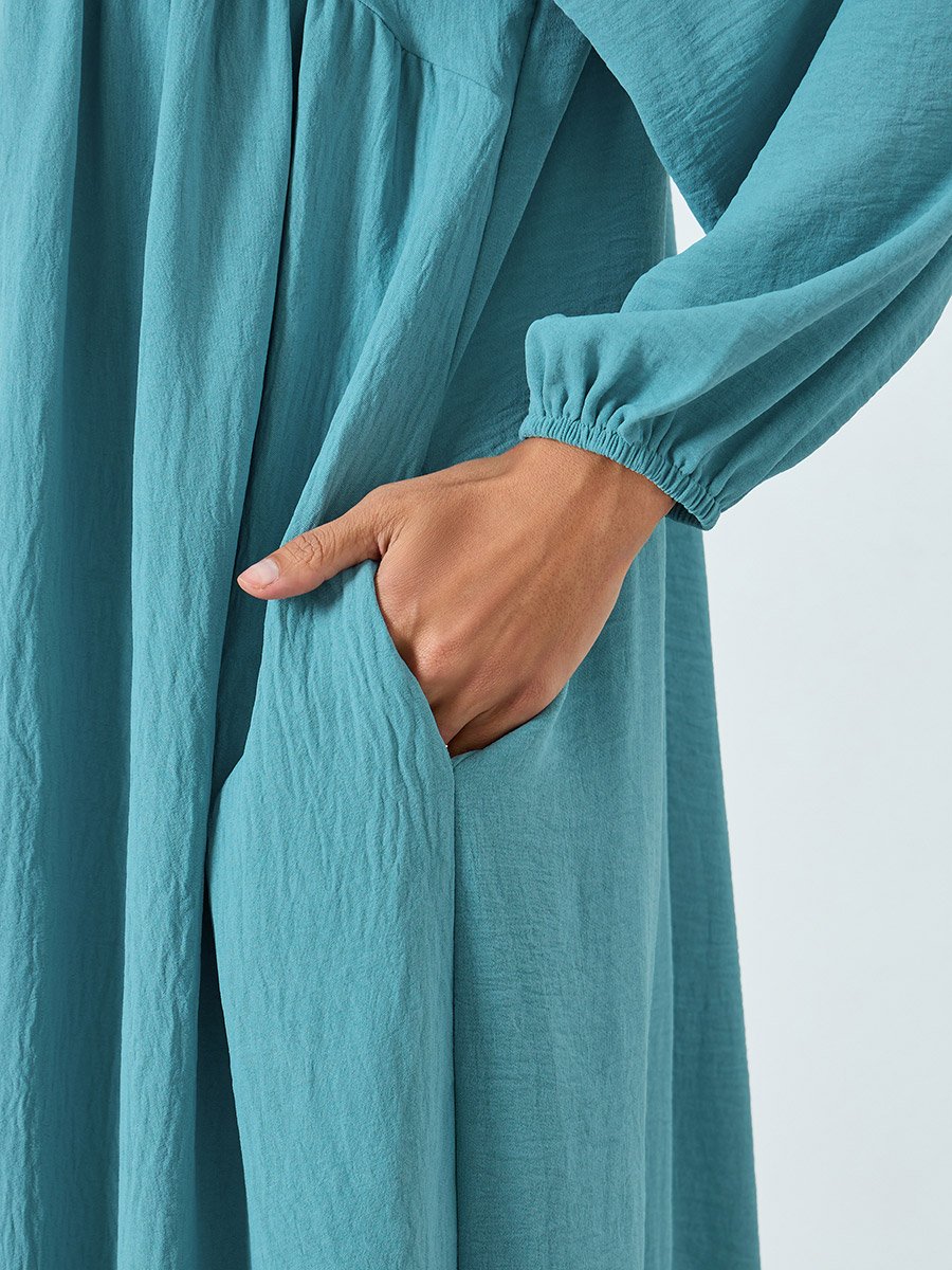 Women Teal Pleated Detail Jalabiya
