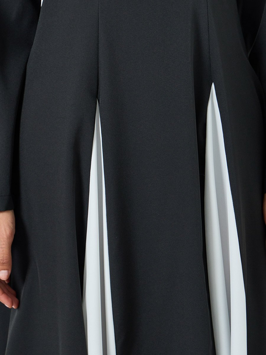 Women Color Block Collared Long Sleeve Jalabiya