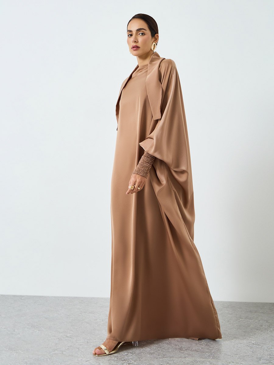 Women Beige Batwing Sleeve Jalabiya