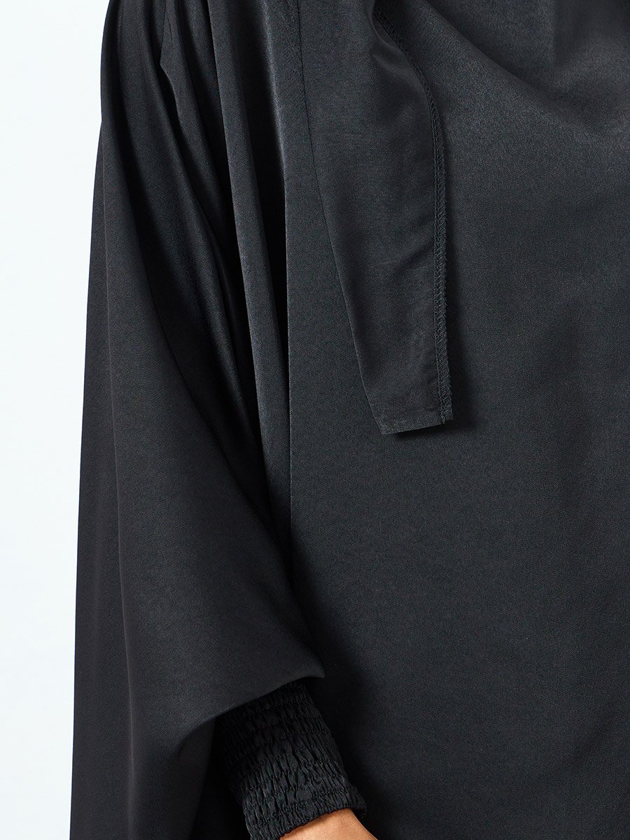 Women Black Kimono Sleeve Abaya