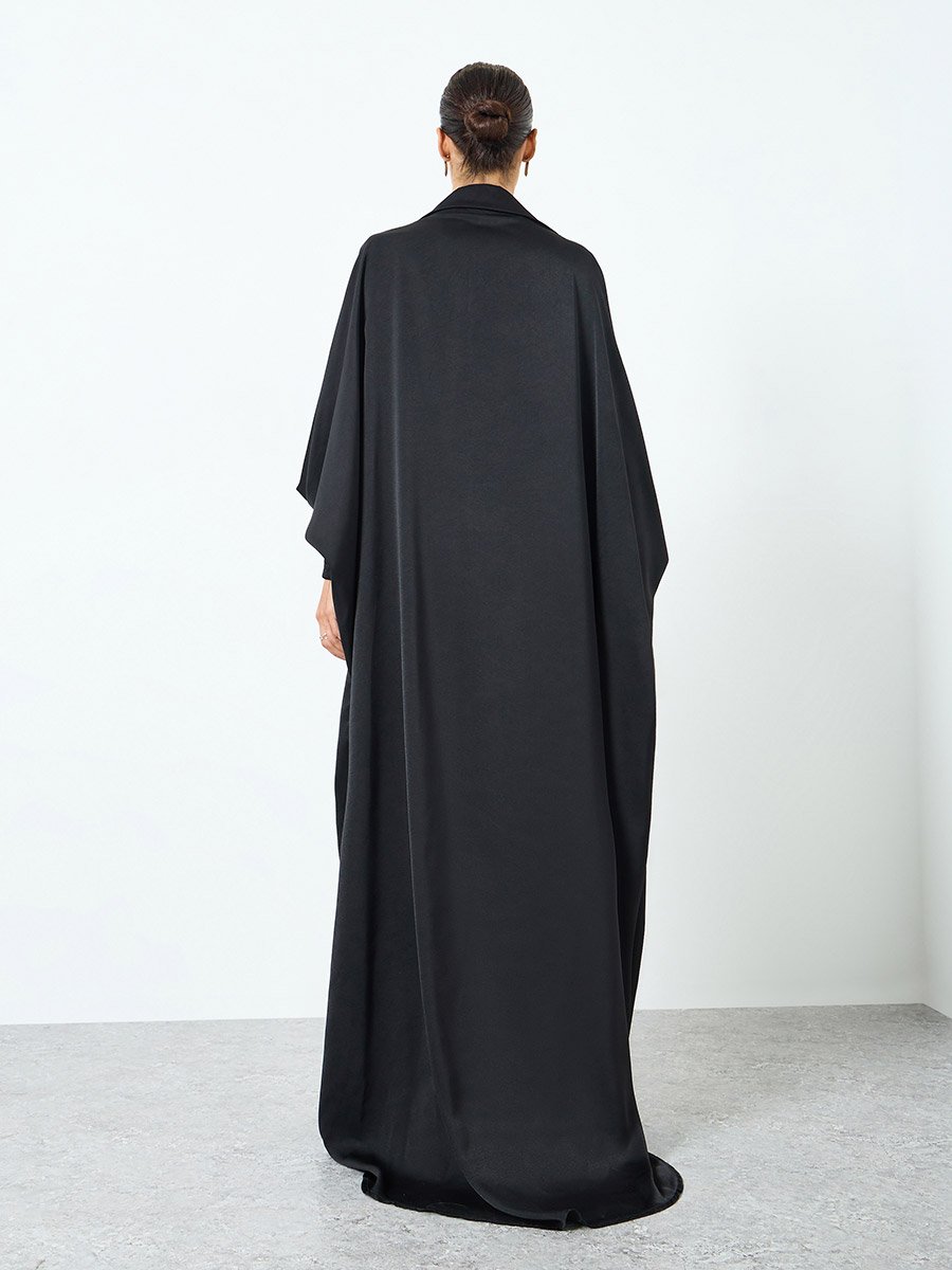 Women Black Kimono Sleeve Abaya