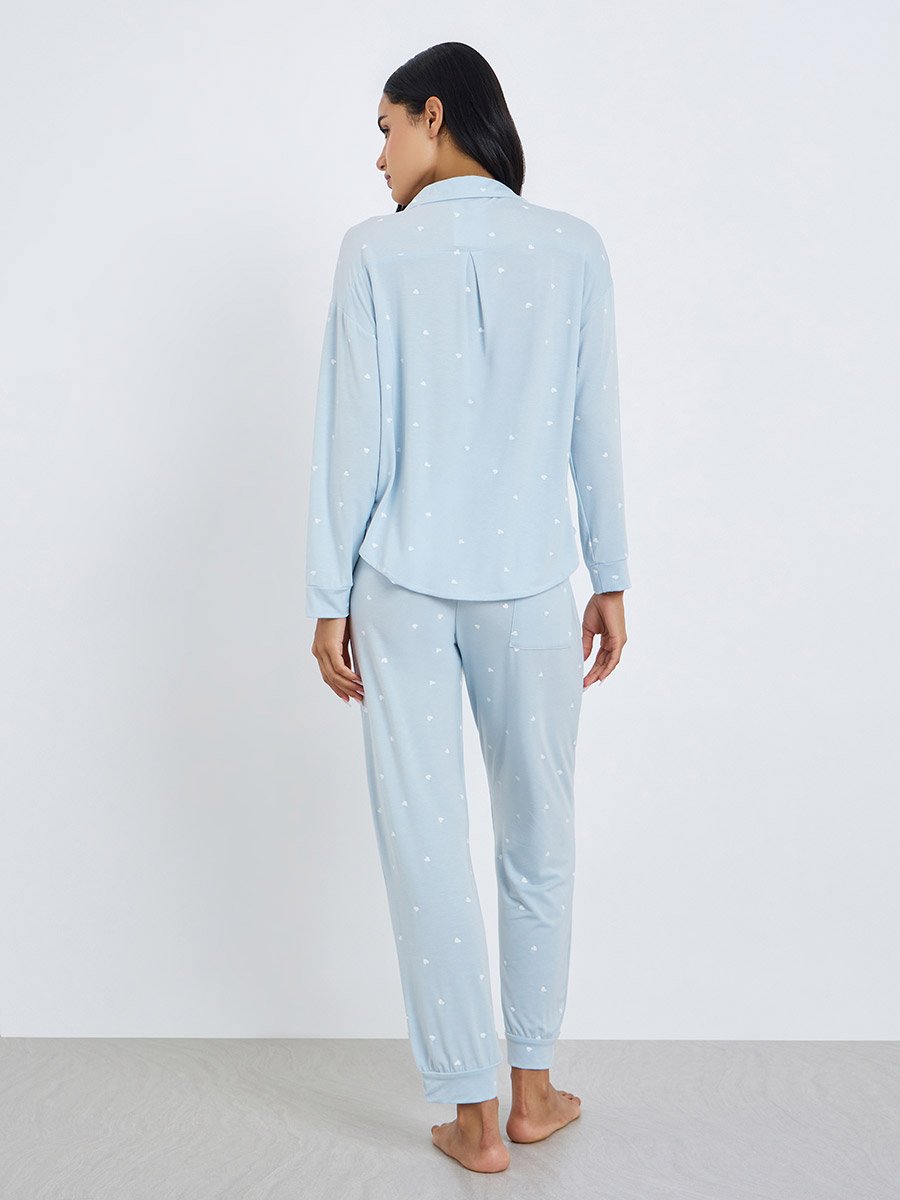 Modal Heart Pocket Detail Shirt and Pyjama Set