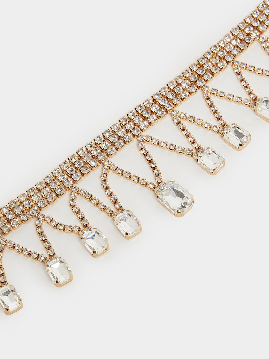 Gold Tone Diamante Chain Necklace