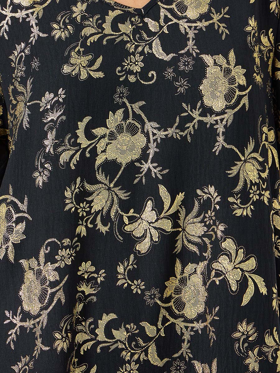 Women Floral Printed Short Sleeve Jalabiya