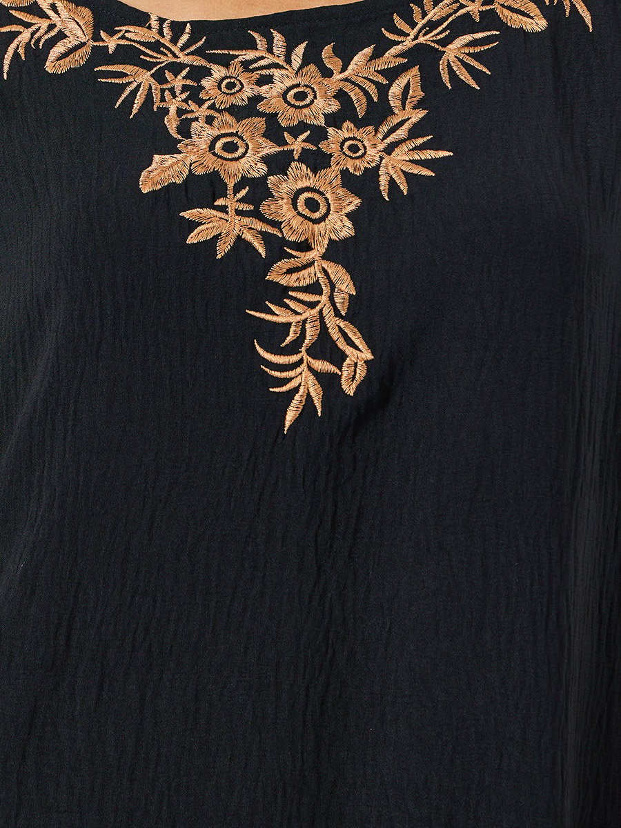 Women Floral Patch Detail Round Neck Jalabiya