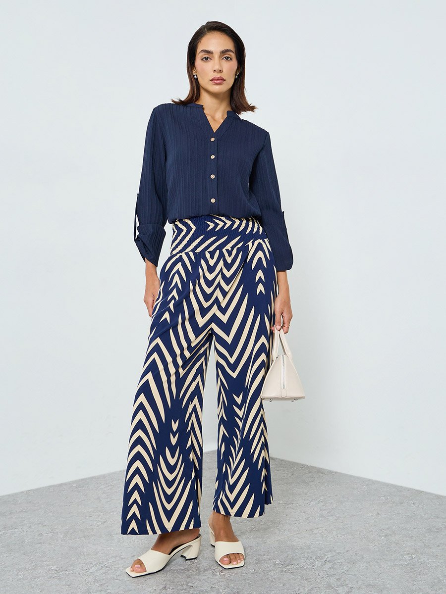 Women Textured Button Front Roll Up Sleeve Top