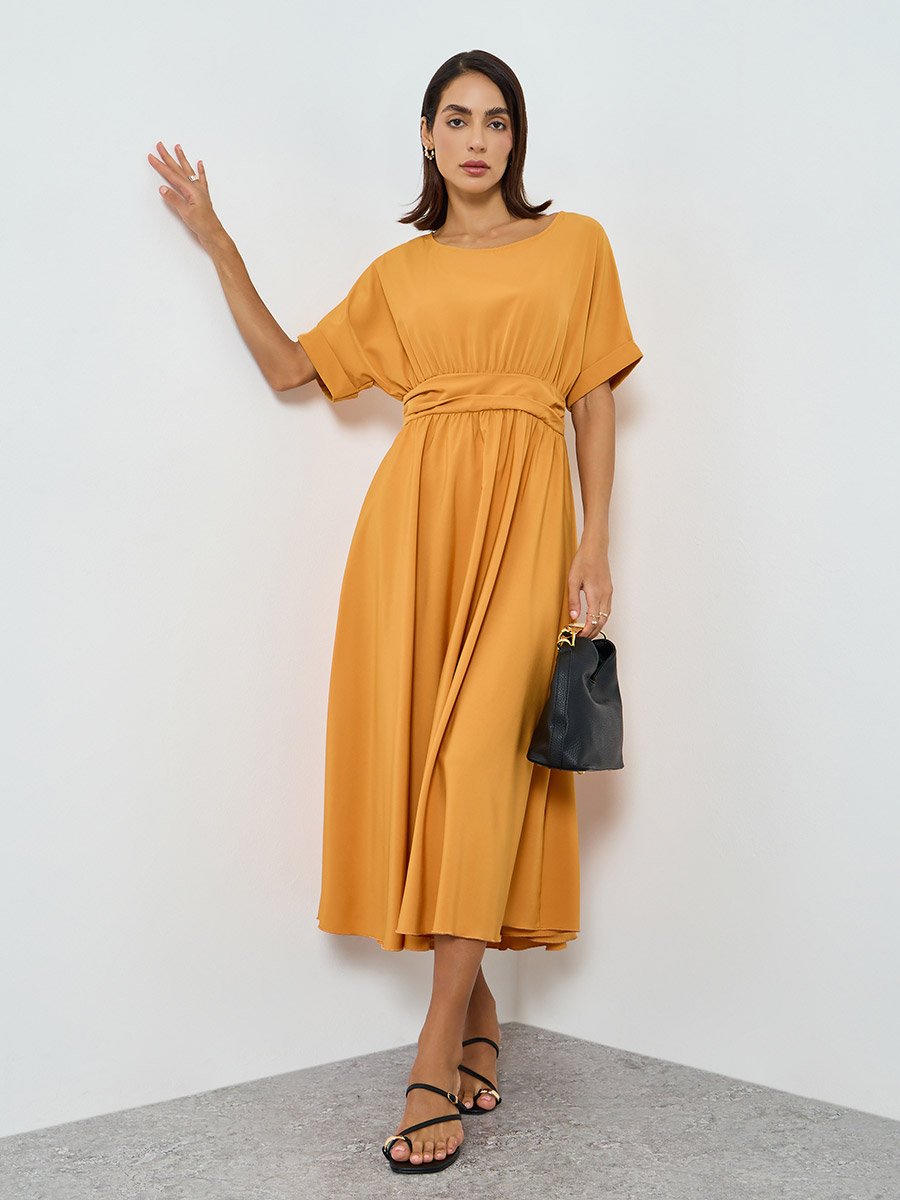 slim fit dress slacks Fitted Knitted Butter Yellow Maxi Dress main image 1