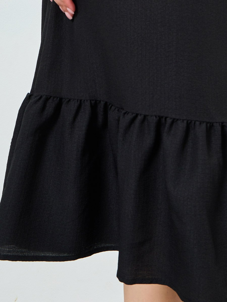 Women Shift Midi Dress with Short Sleeves