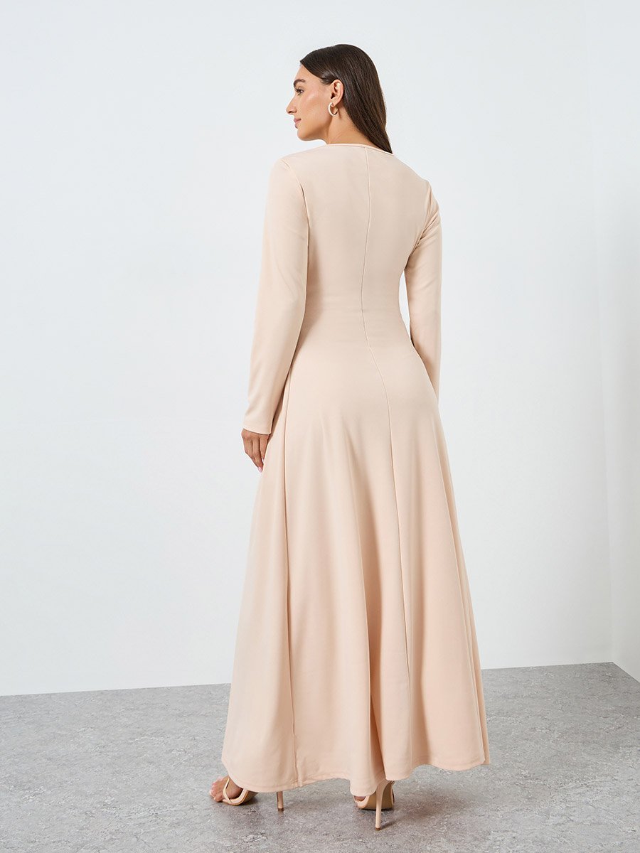 knee length dresses for ladies Vintage Cape Sleeve Dusty Rose Dramatic Sleeve Formal Dress main image 0