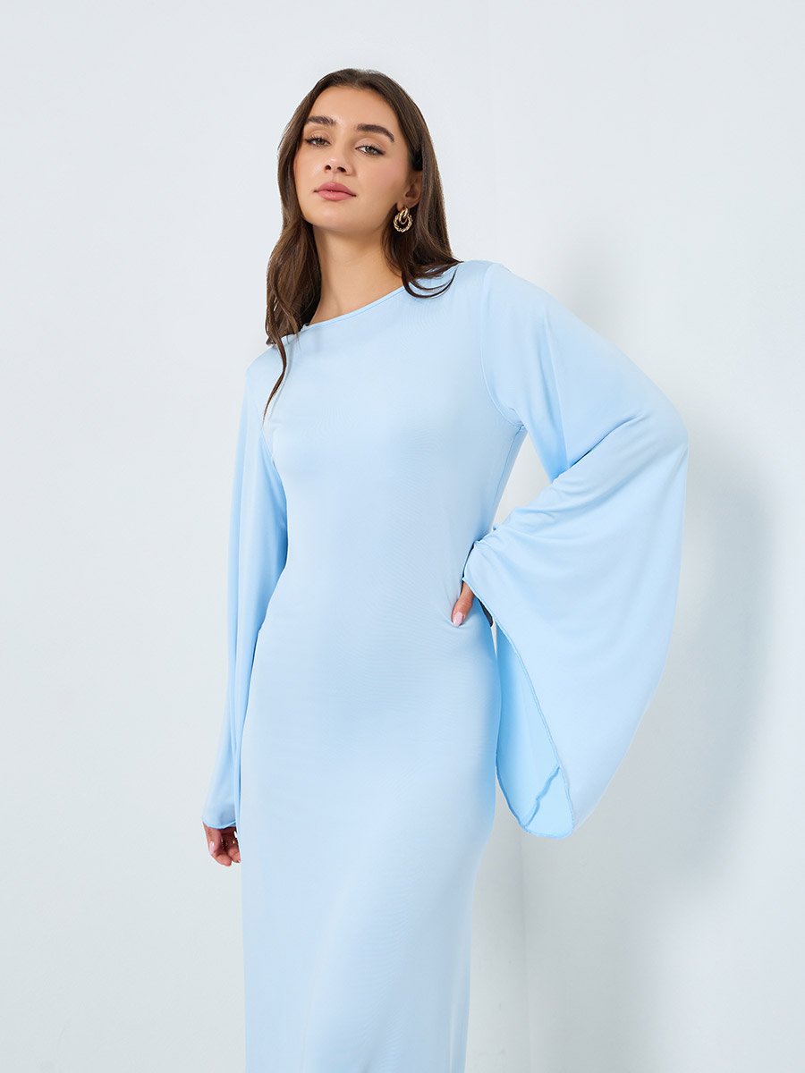 blue and white dorothy dress The Carmen Maxi Dress in Bluebell – Solace London main image 1