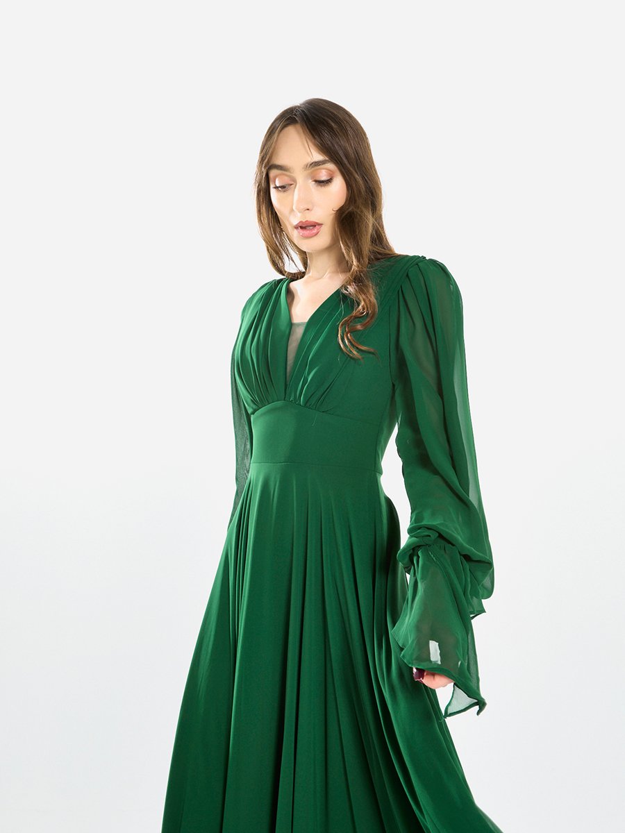 sachin and babi light blue dress Plus Size Pleated Chiffon Tie-Waist Maxi Dress with Flutter Sleeves –  Ever-Pretty Plus main image 0