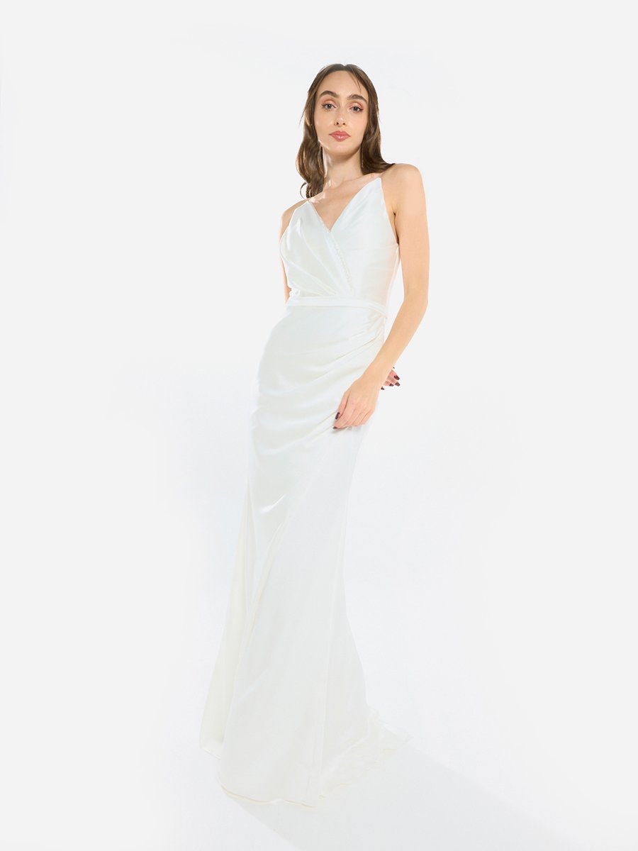 Women Drape Silhouette Gown Maxi Dress