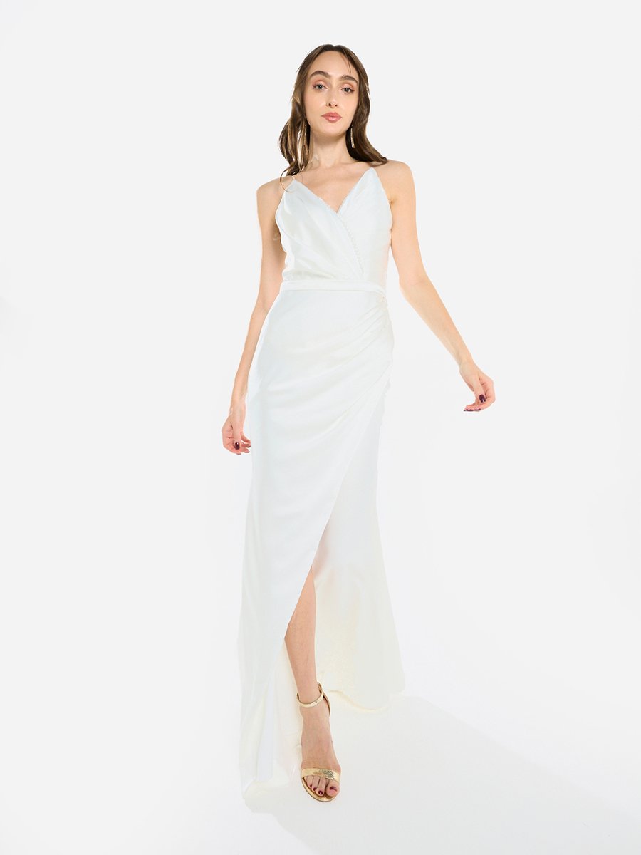 Women Drape Silhouette Gown Maxi Dress