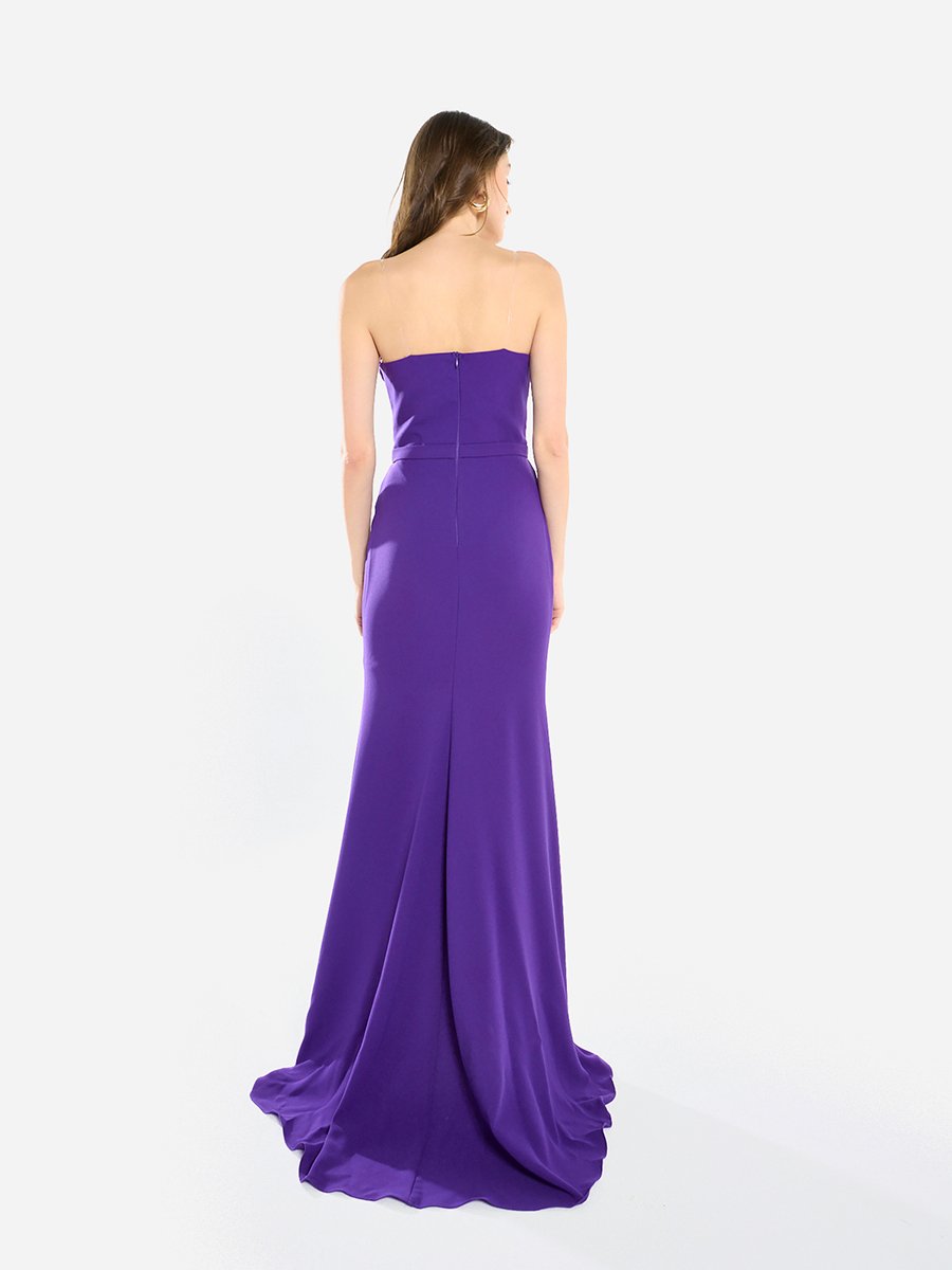 Women Ruffled Cascade Beaded Gown Maxi Dress
