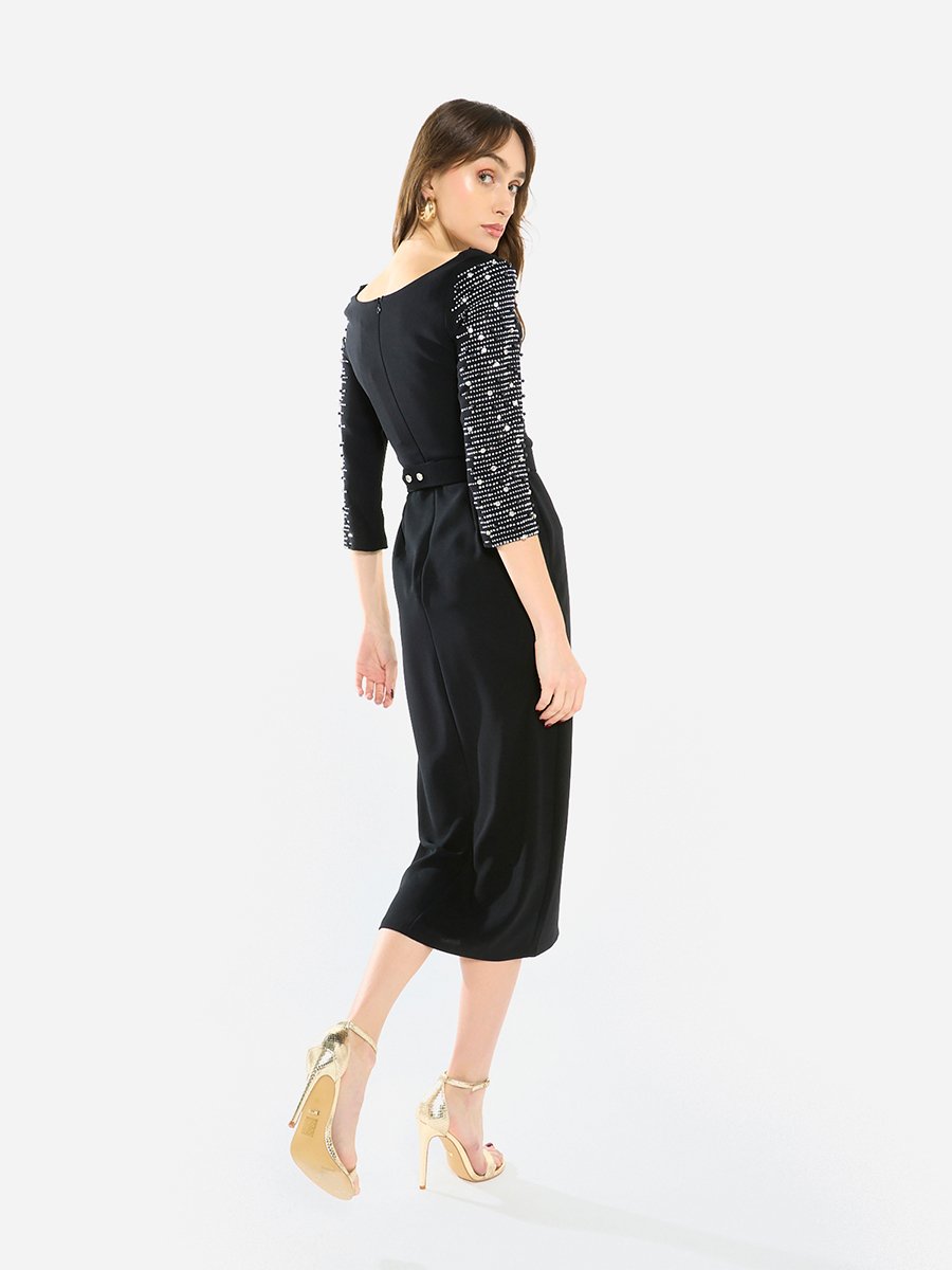 Women Embellished Sleeve Midi Dress