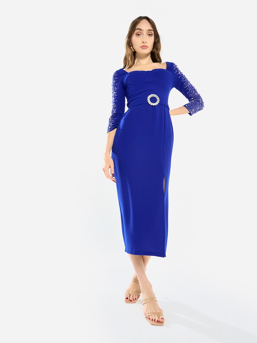 Women Embellished Sleeve Midi Dress