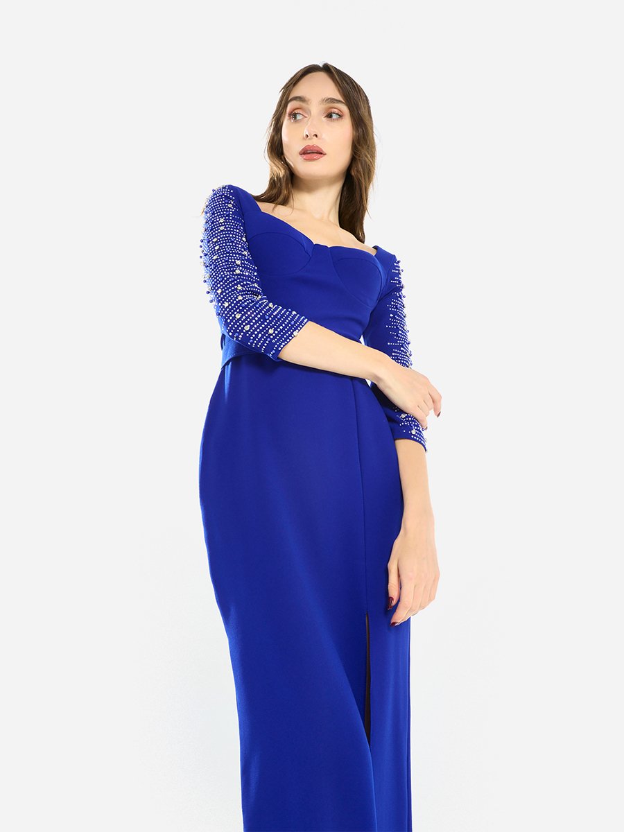 Women Embellished Sleeve Midi Dress