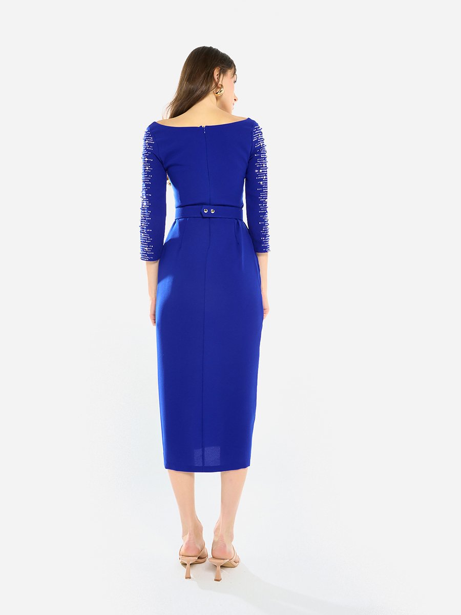 Women Embellished Sleeve Midi Dress