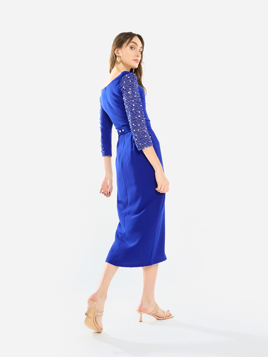Women Embellished Sleeve Midi Dress