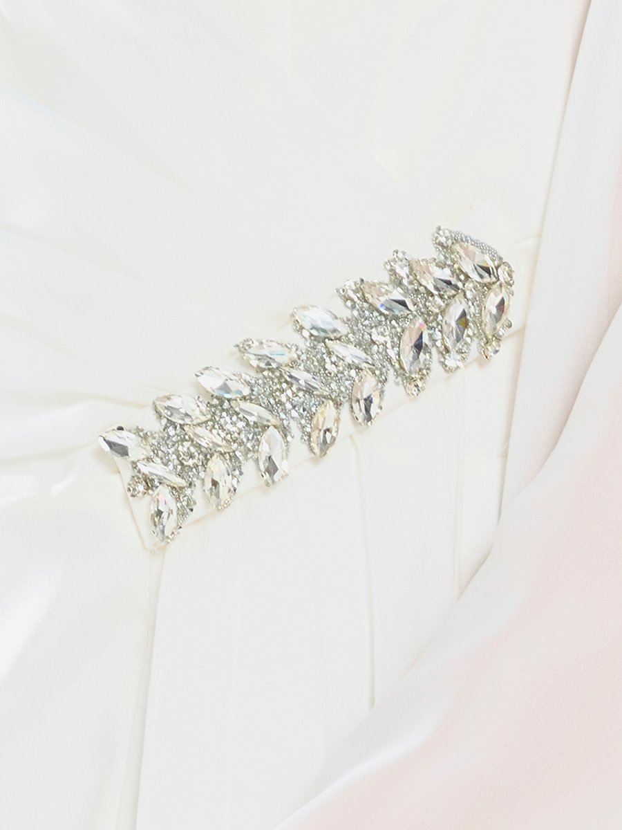 Women Draped Crystal Waist Midi Dress