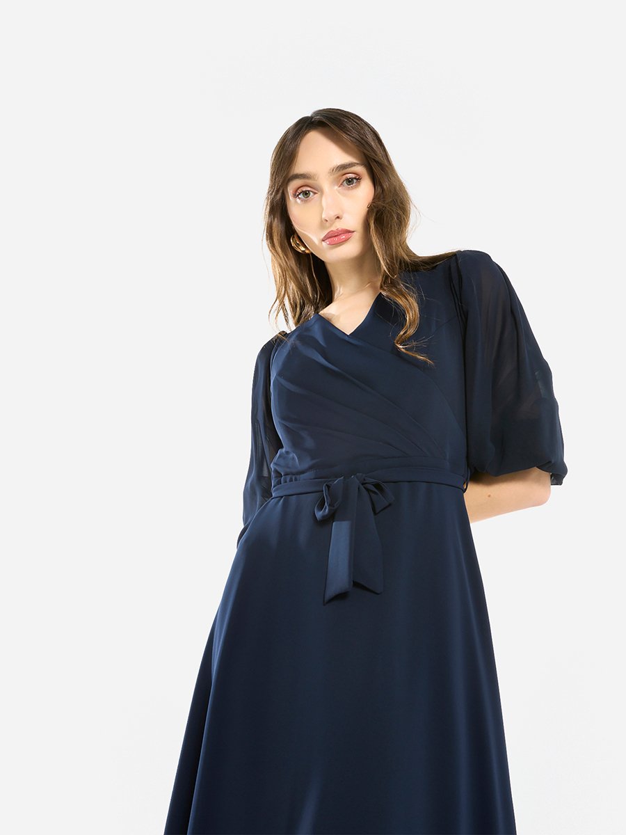 Women Asymmetric Layered Chiffon Maxi Dress