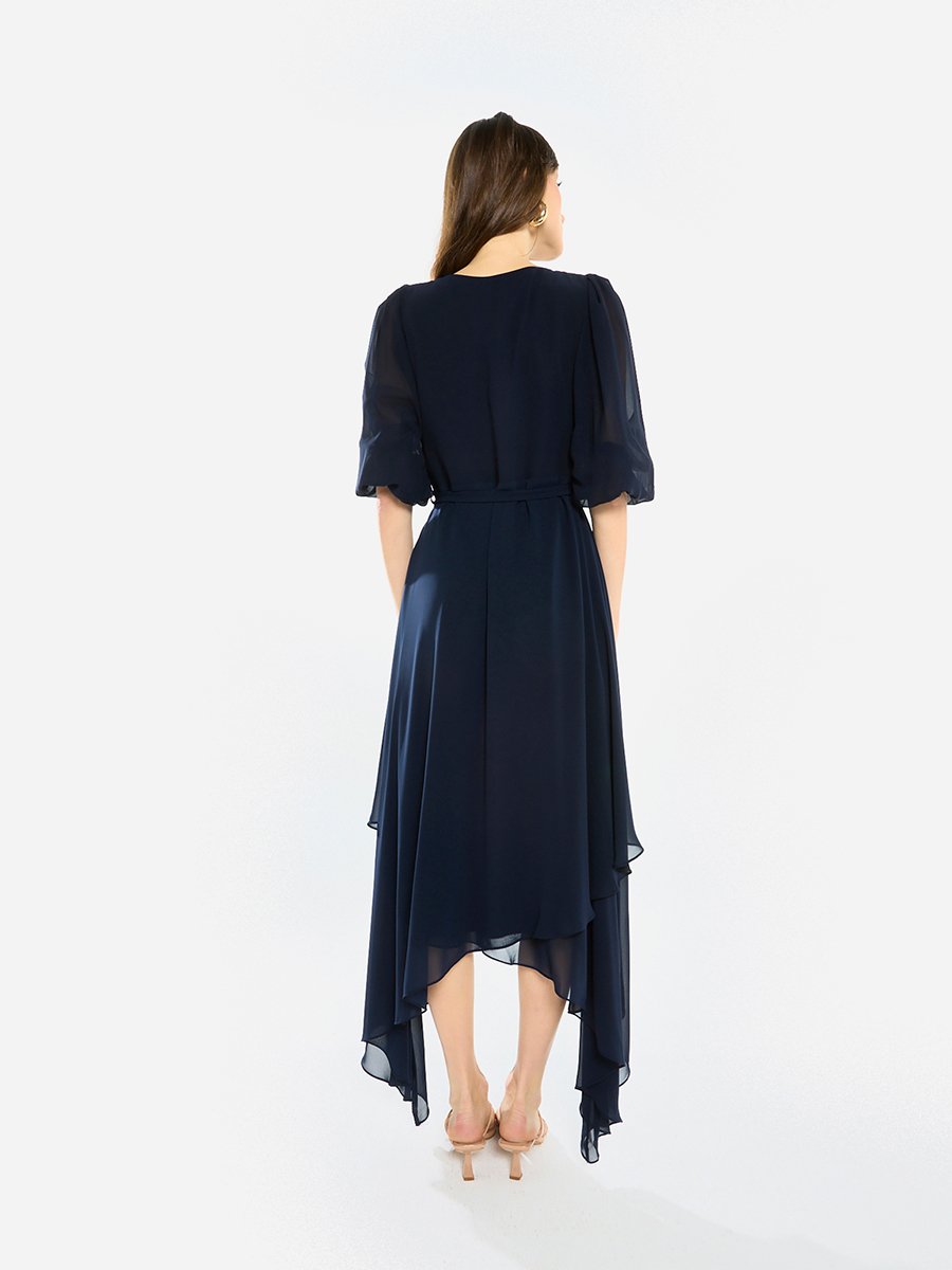 Women Asymmetric Layered Chiffon Maxi Dress