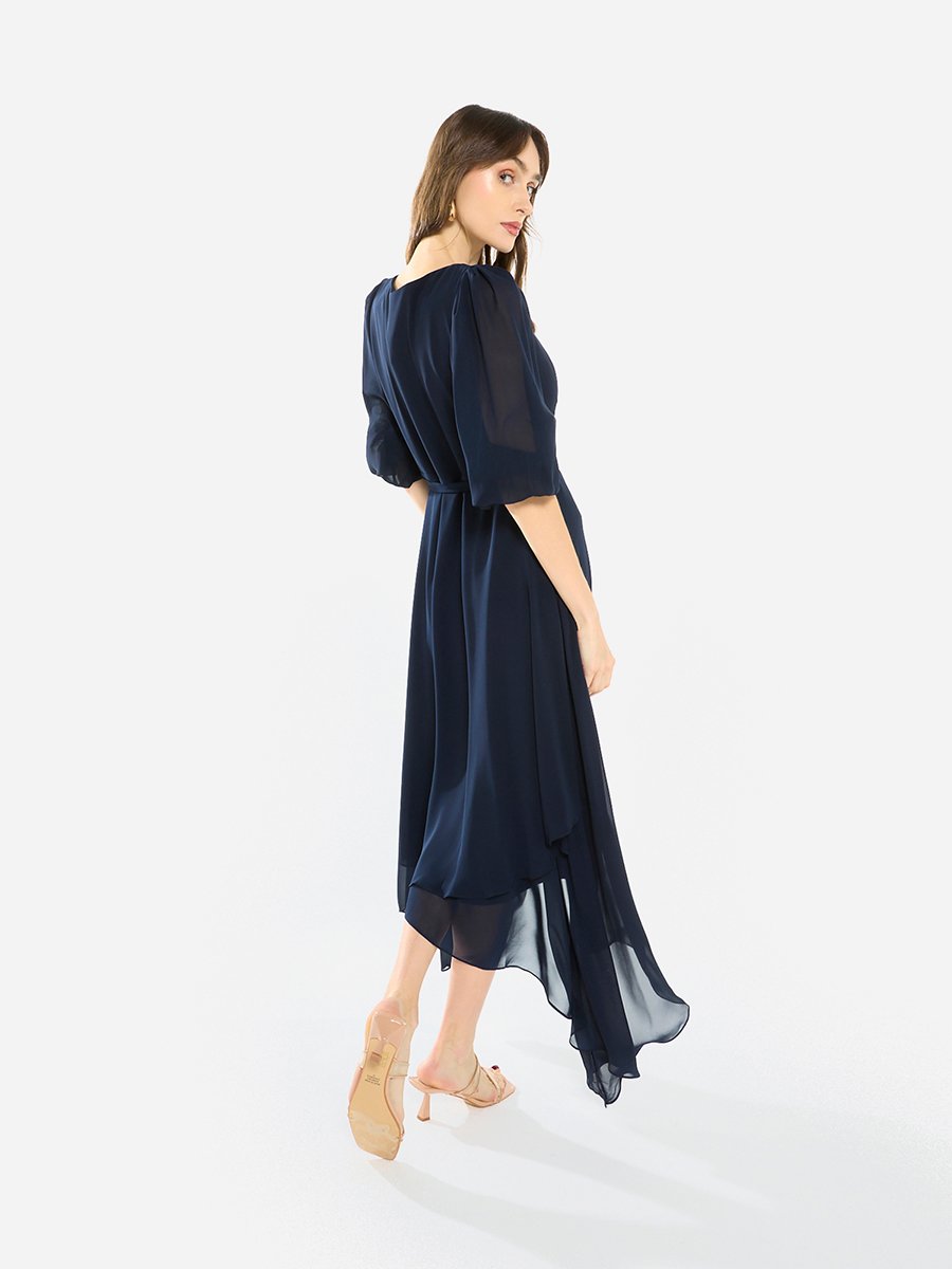 Women Asymmetric Layered Chiffon Maxi Dress