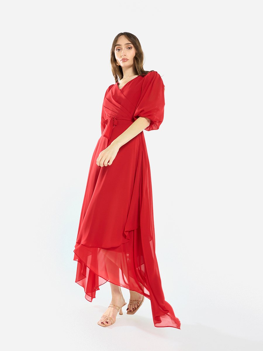 knee length dresses for ladies Layered Peplum Design Floral Slip Dress ＆ Bolero Set-up – ARCANA ARCHIVE main image 0