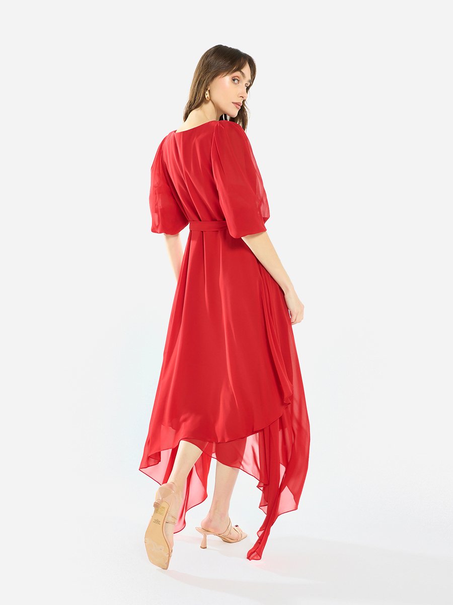 princess polly baby blue dress Black Chiffon Maxi Dress, Asymmetrical Kaftan Tunic, Plus Size main image 1