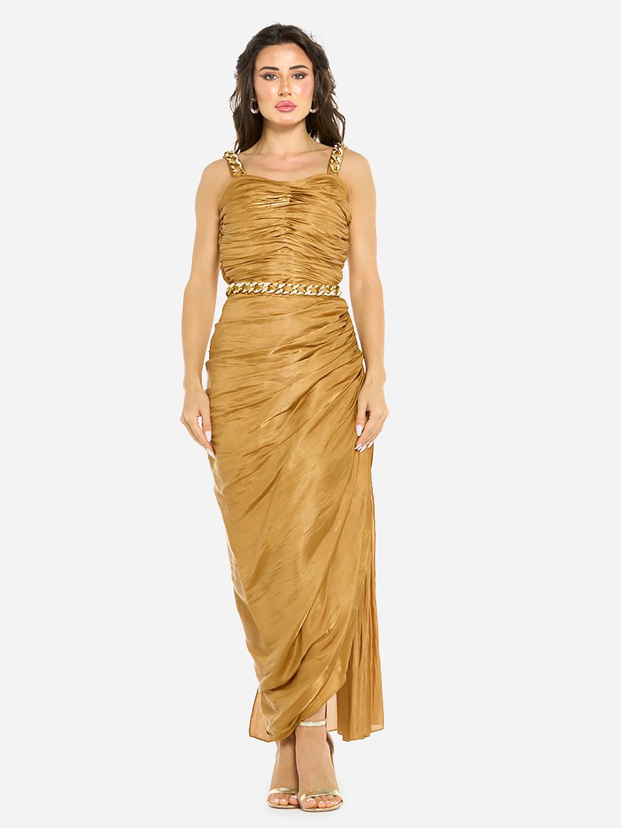 slim fit dress slacks Gilded in Gold Chain Dress main image 1