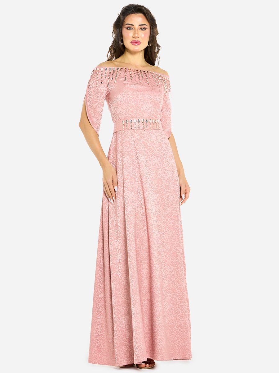 Women Embellished Off Shoulder Gown Dress