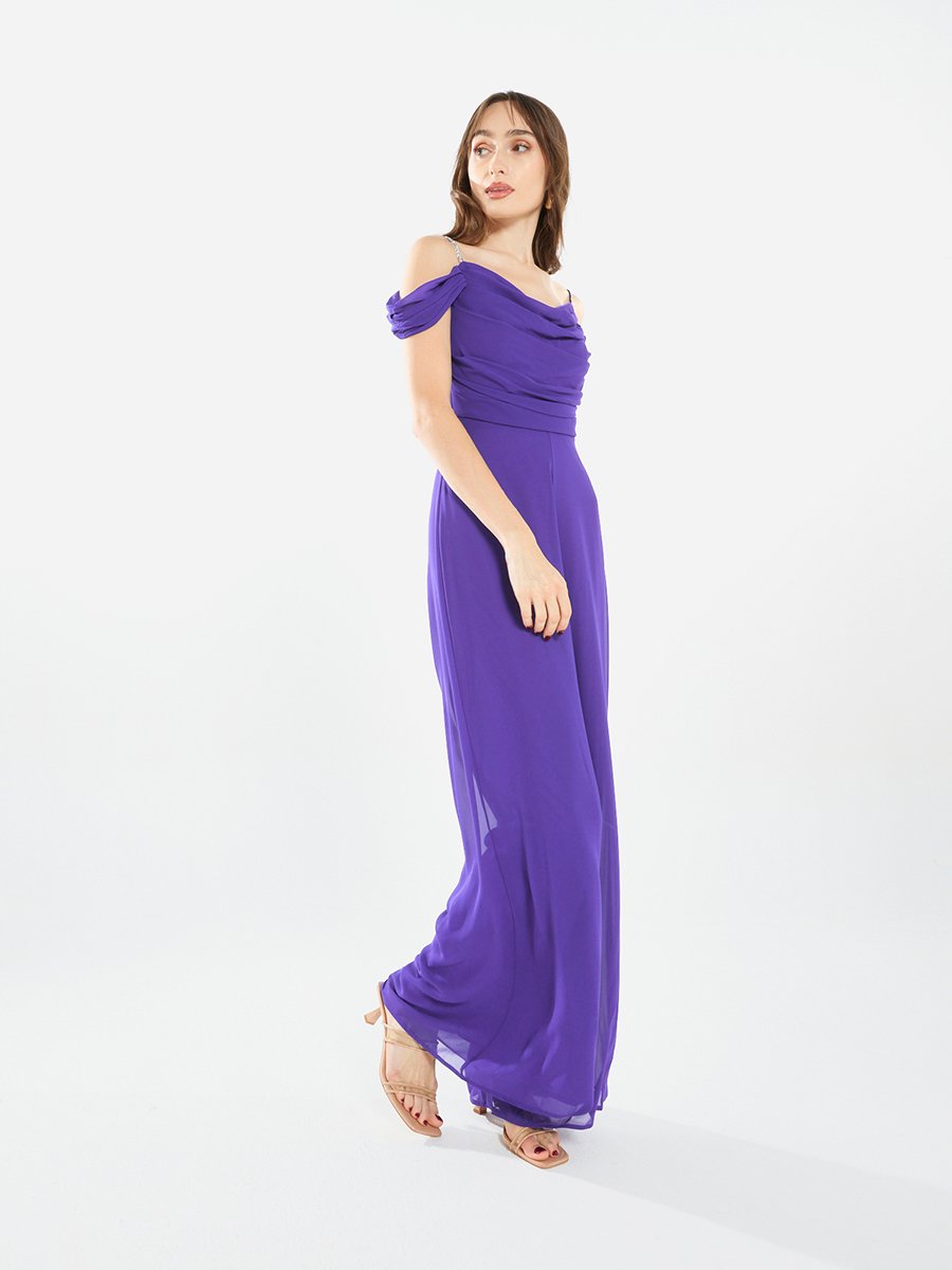 Women Draped Cowl Neck Jumpsuit