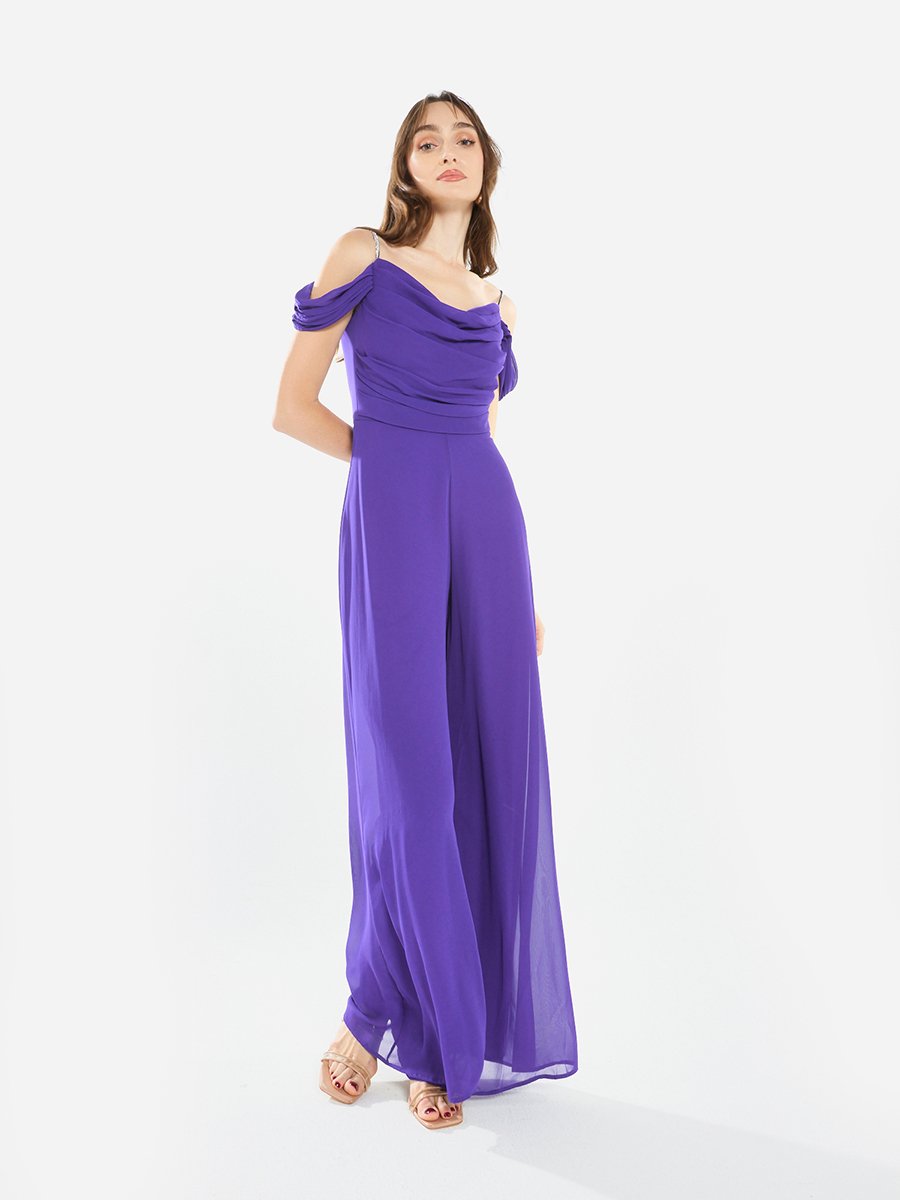 Women Draped Cowl Neck Jumpsuit