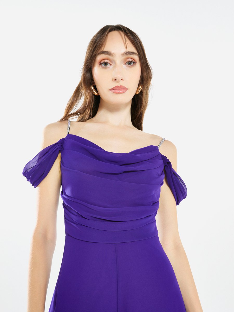 Women Draped Cowl Neck Jumpsuit