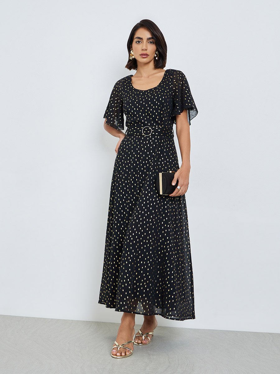 chinese dress ladies Animal Print Gold Foil Print Halter Maxi Dress
