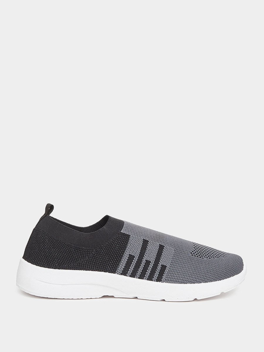 Men Grey Mesh Slip-On Shoes