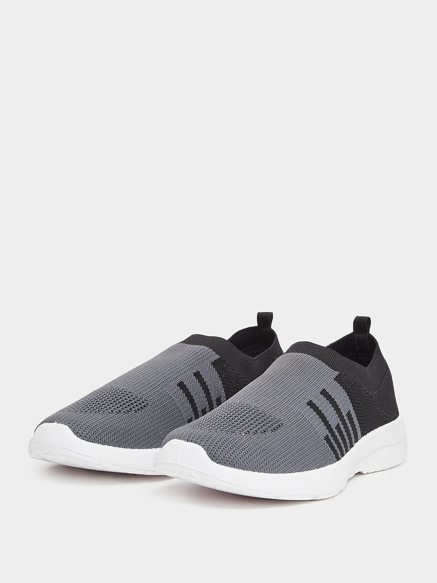 Men Grey Mesh Slip-On Shoes