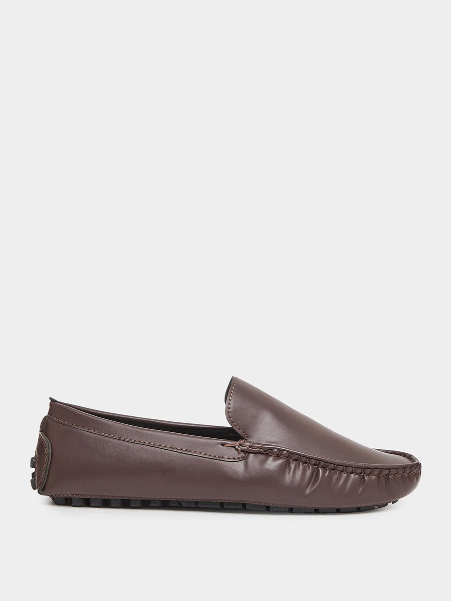Men Faux Leather Look Square Toe Loafers
