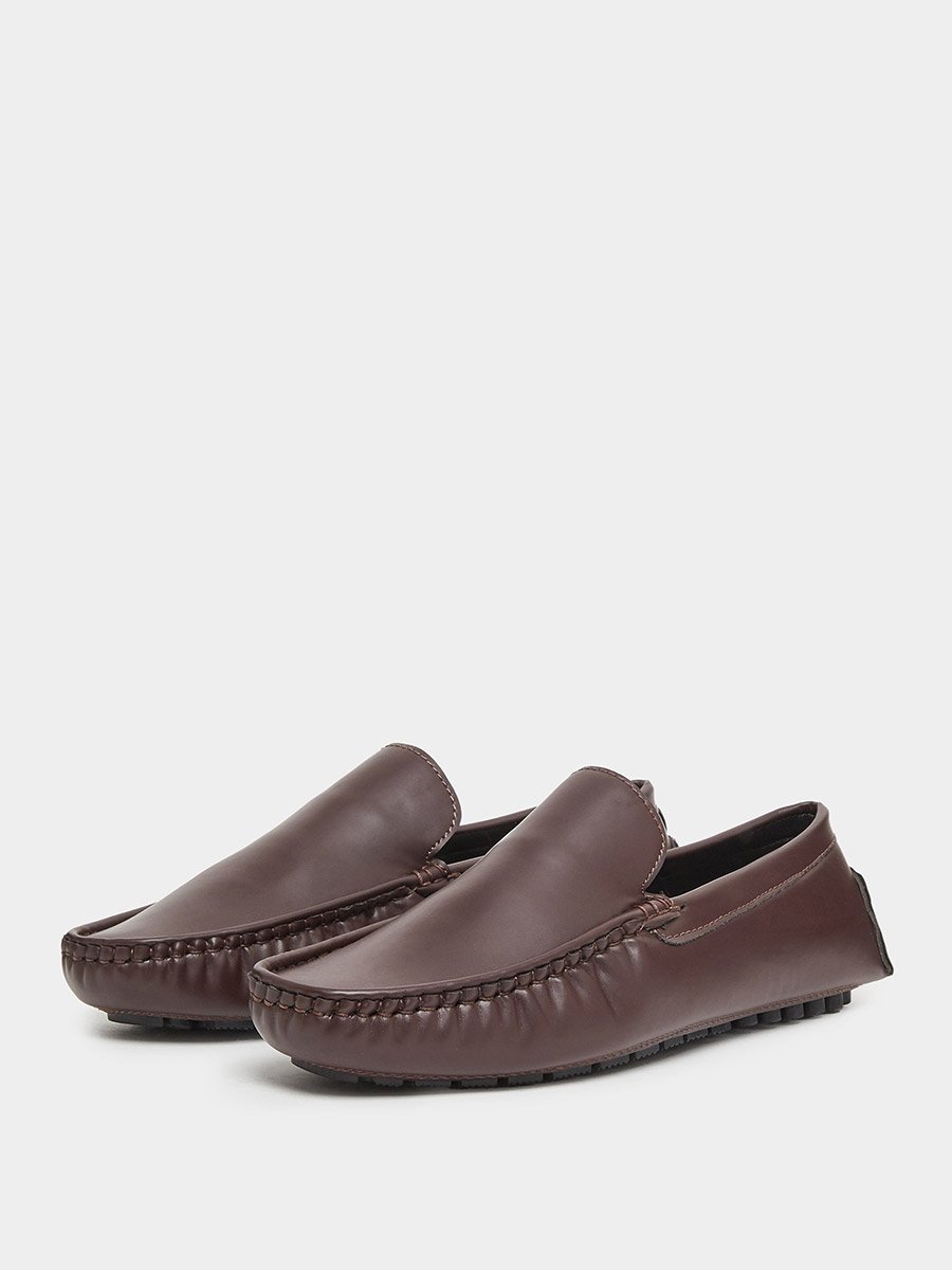 Men Faux Leather Look Square Toe Loafers