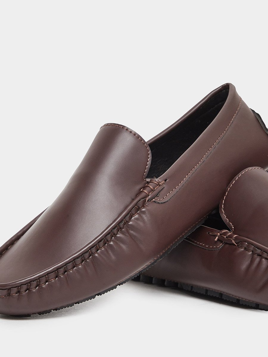 Men Faux Leather Look Square Toe Loafers