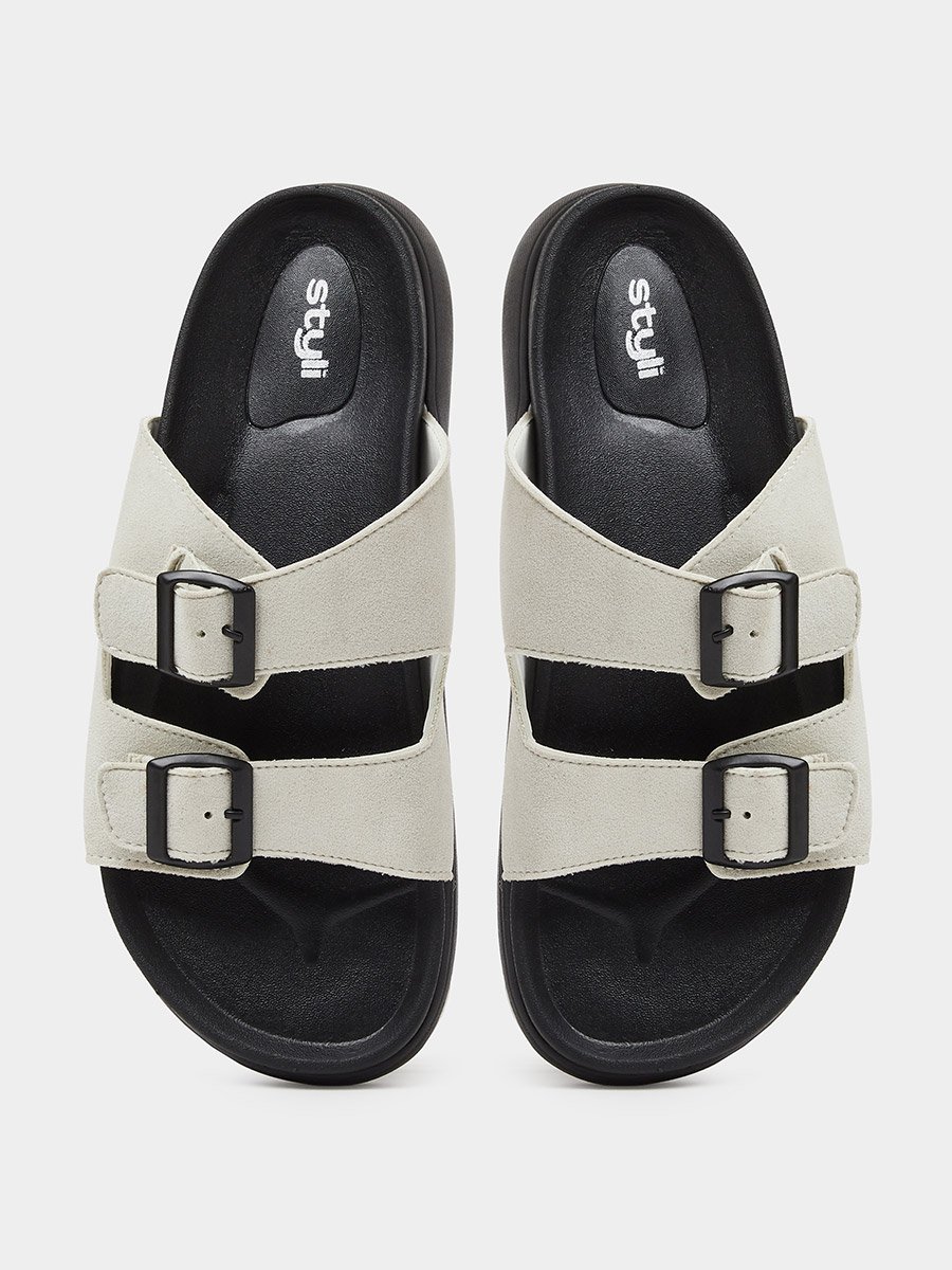 Men Double Strap Buckle Comfort Sandals