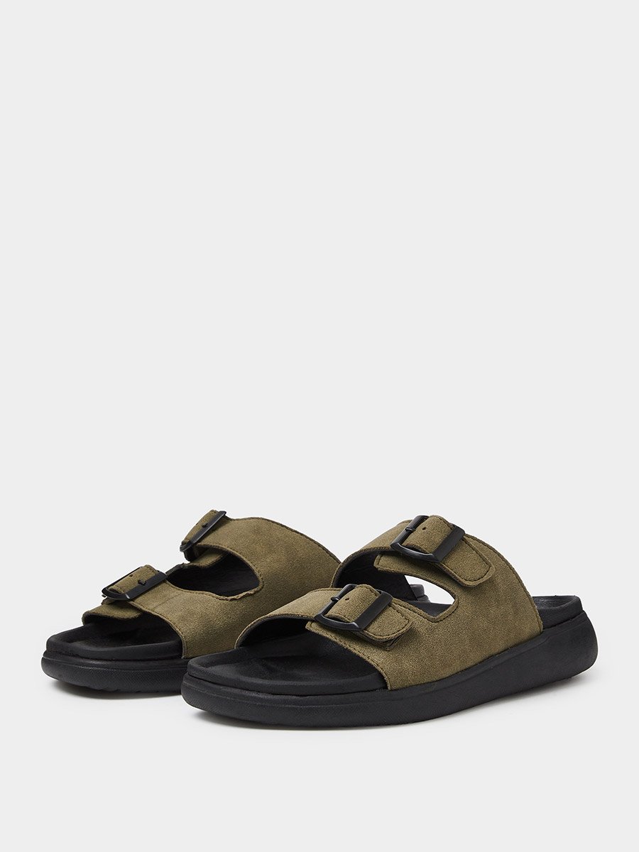 Men Double Strap Buckle Comfort Sandals