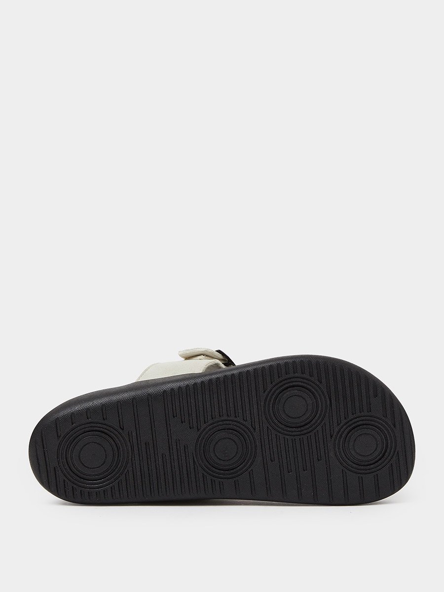 Off White Buckle-Up Comfort Thong Sandals