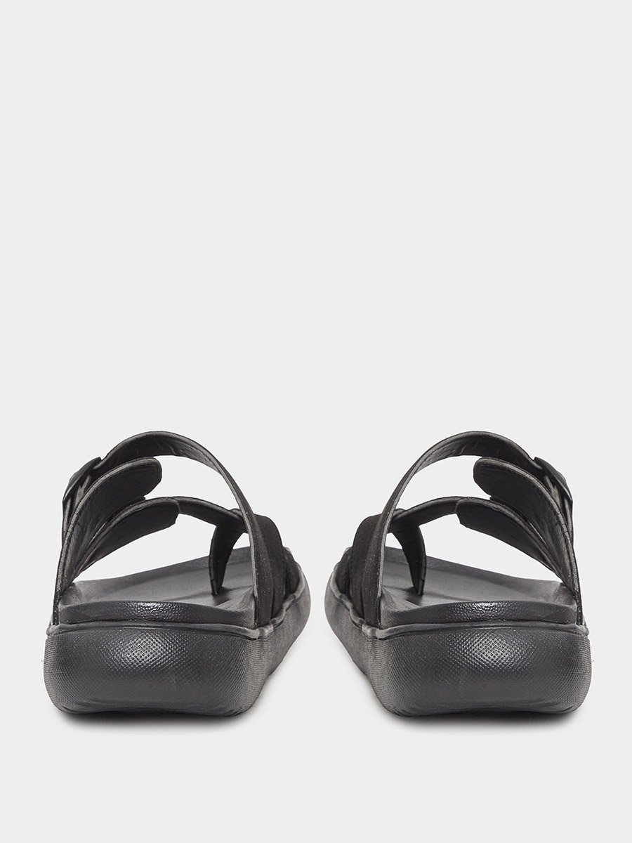 Men Double Strap Buckle Toe Ring Sandals