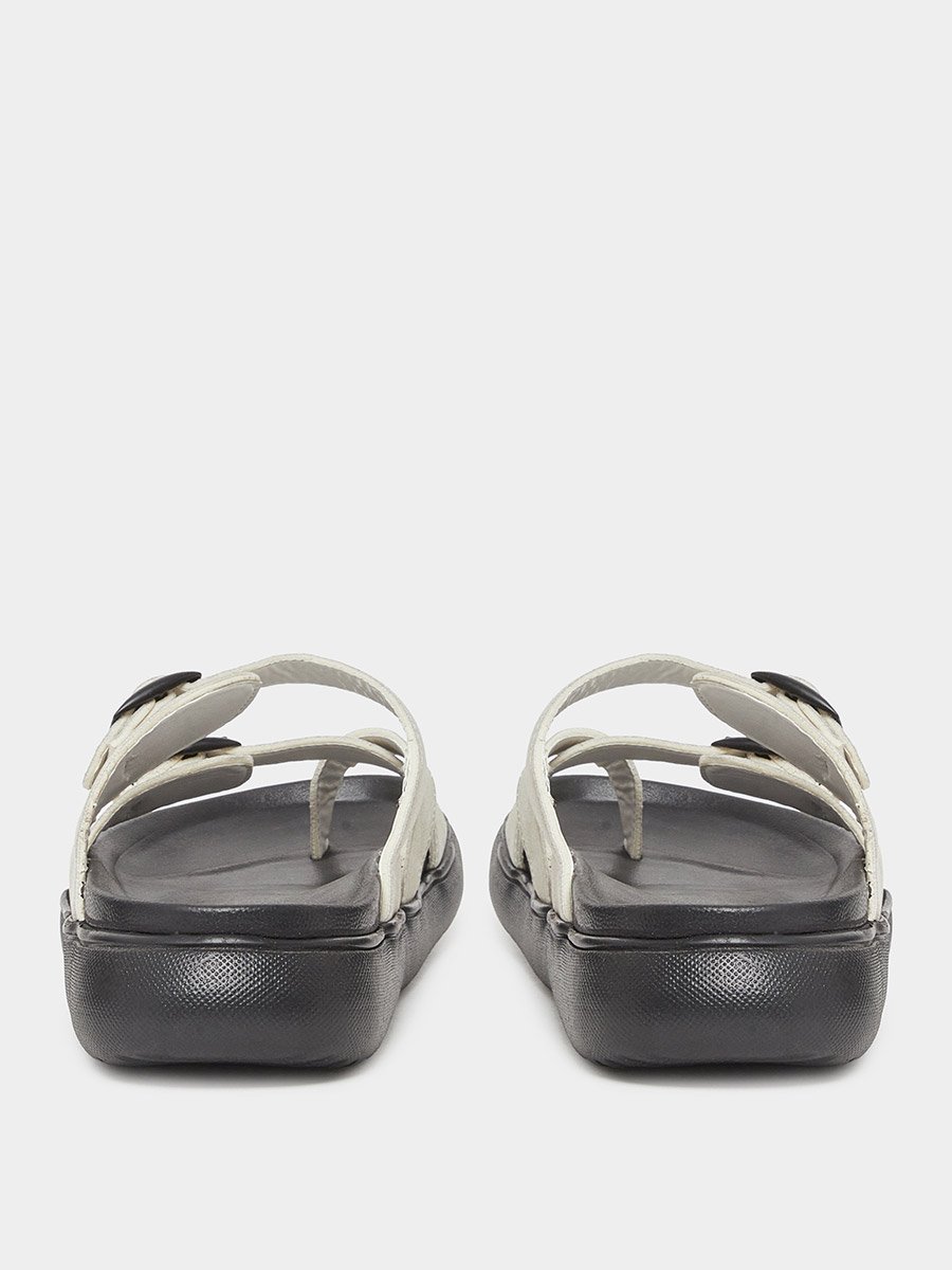 Men Double Strap Buckle Toe Ring Sandals