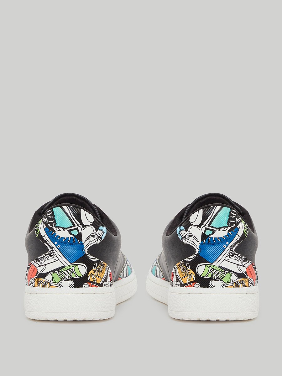 Men Black Graphic Print Sneakers